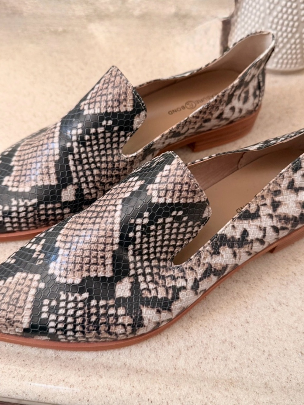 Treasure & Bond Snake-Print Slip-On Loafers in Black and Cream